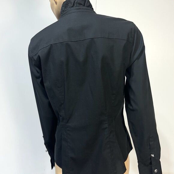 Brooks Brothers Black Fitted Non-Iron Black Button Up Shirt Size 10 Ruffle NWT - Picture 3 of 11